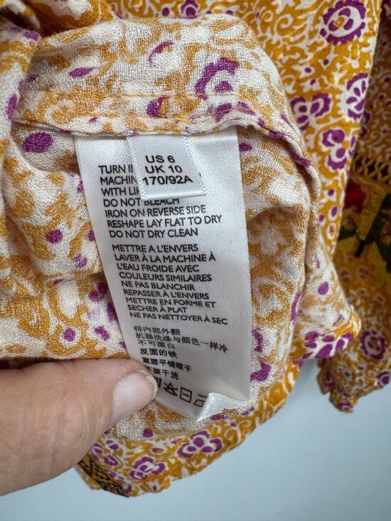 Women’s Anthropologie Maeve Embroidered Boho Top •Size 6 yellow festival - Picture 14 of 16